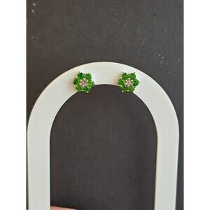 Flower Green Chrome Diopside Rhodium Over Sterling Silver Earrings 1.41ctw